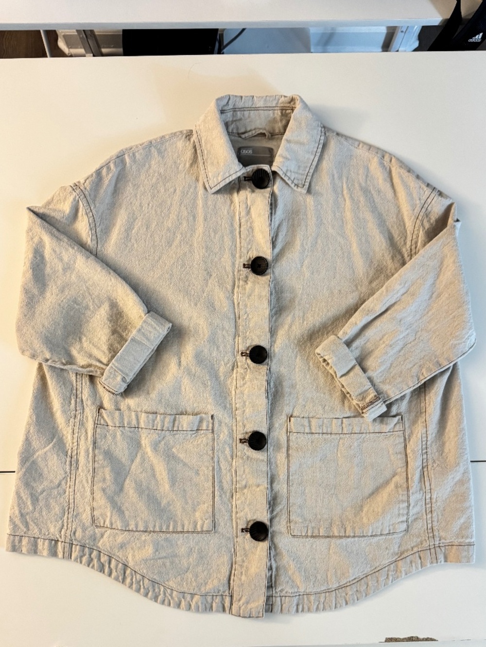 ASOS Oversized Oatmeal Utility Jacket | Minimalist Button Front Chore Coat
